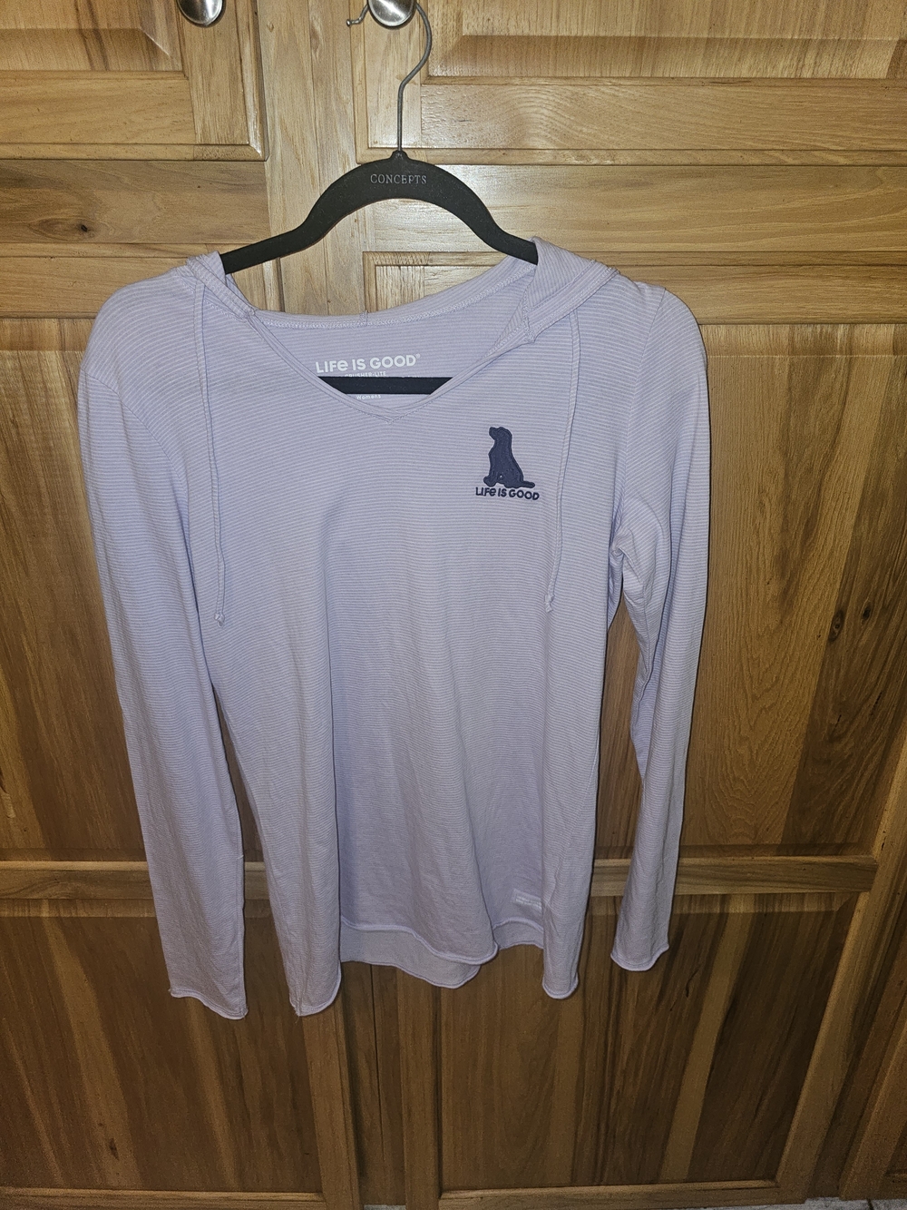 Life Is Good Lavender Long Sleeve Hooded Tee